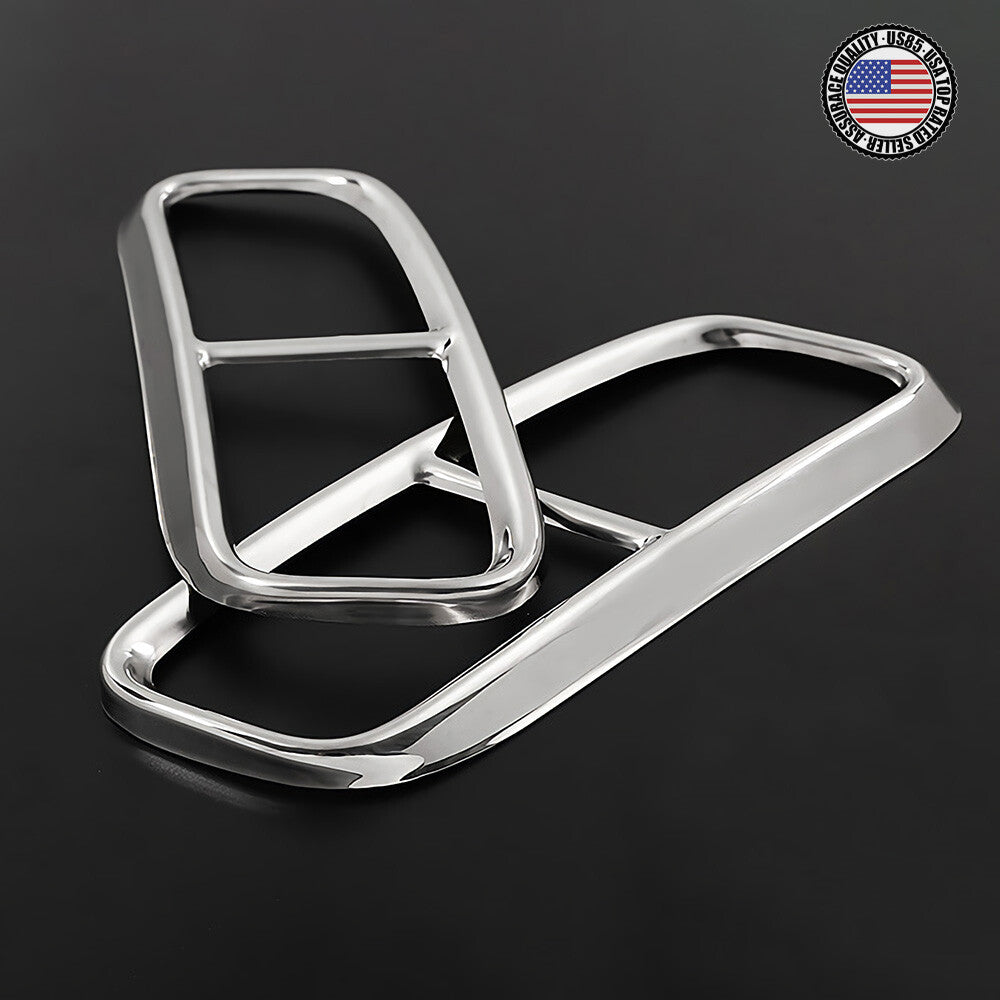 For 17-20 Q7 4M Audi Sport Polished Stainless Quad Exhaust Tips Muffler Cover
