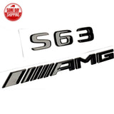 Gloss Black S63 AMG V8 Biturbo 4matic+ emblem badge For Mercedes-Benz W222 S63