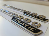 Pair of V8 Biturbo 4matic side wing badge emblem silver chrome for Mercedes amg