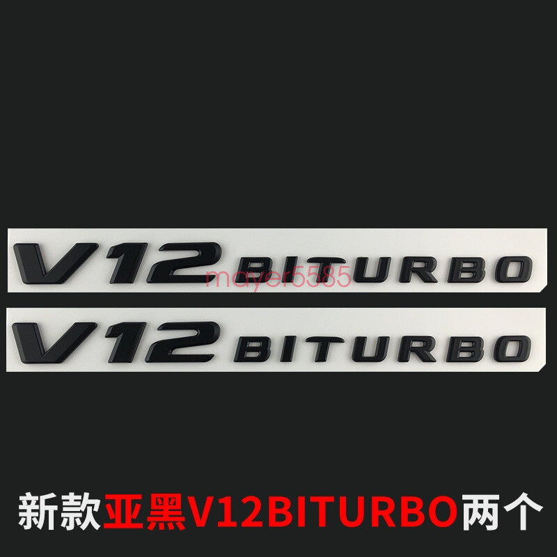S65L AMG V12 BITURBO Trunk Emblem Badge Sticker for Mercedes Benz Matte black