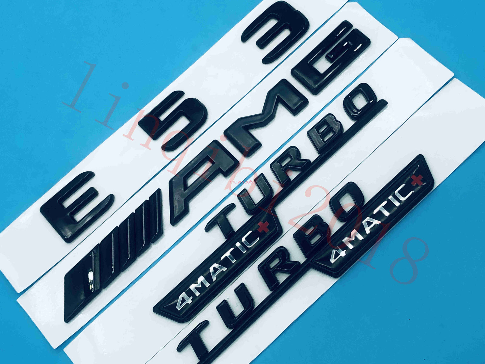 Gloss black E53 AMG TURBO 4 MATIC Trunk Emblem Badge Sticker for Mercedes Benz
