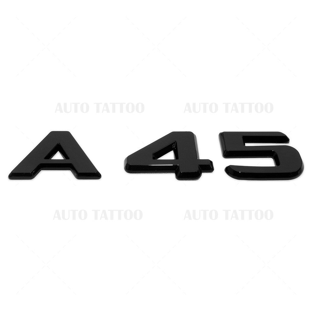 A45 AMG Sport Letter Emblem 3D Trunk Logo Nameplate Badge Decorate Gloss Black