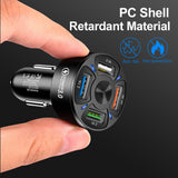4Port USB Phone Car Charger Adapter LED Display QC 3.0 Fast Charging Accessories