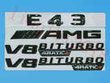 Gloss Black Flat "E43 AMG V8 BITURBO" Trunk Embl Badge Sticker for Mercedes Benz