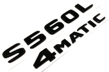 S560L + 4MATIC BLACK FOR MERCEDES REAR TRUNK EMBLEM BADGE NAMEPLATE DECAL NUMBER