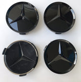 4X Mercedes AMG Emblem Logo Wheel Center Hub Cover Badge Full Black 75mm