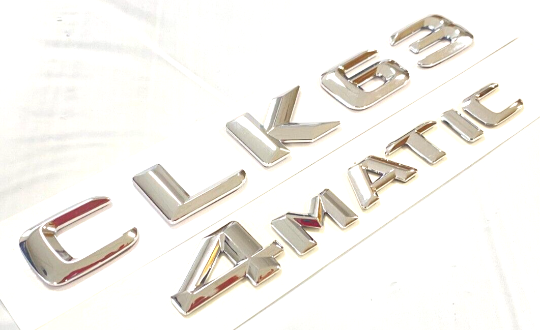 2X CHROME CLK63+4MATIC FOR MERCEDES Benz CLK63 REAR TRUNK EMBLEM BADGE NAMEPLATE