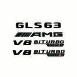 for Mercedes GLS GlossBlack Emblem GLS63+AMG+V8BITURBO4MATIC+x2 RearTrunk Badge
