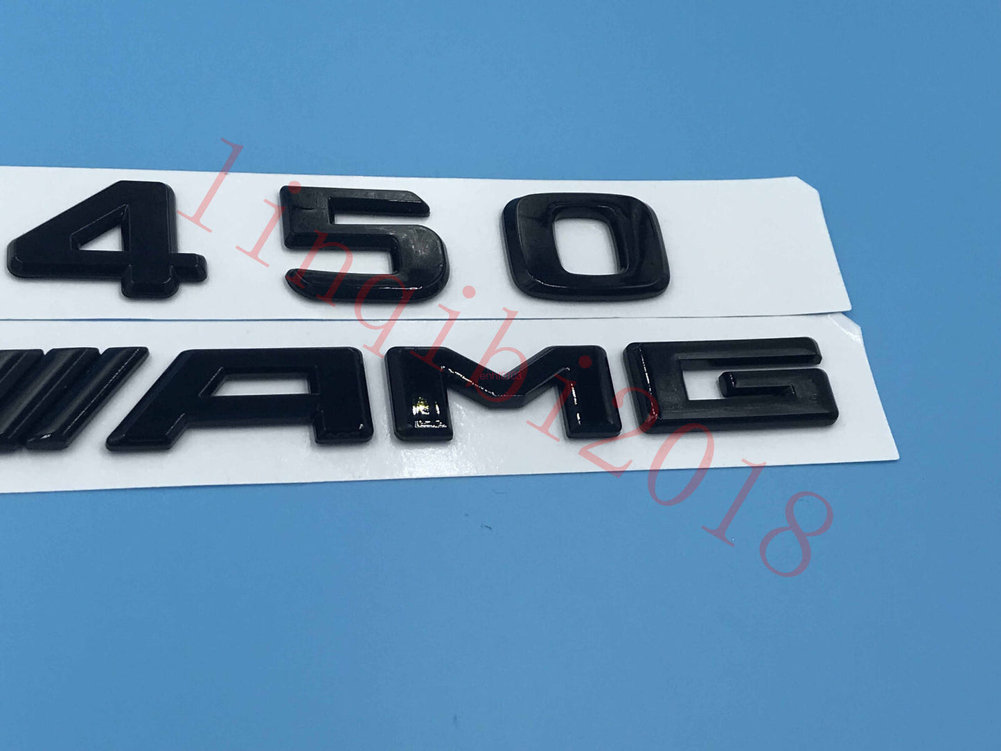 Gloss Black "C450 + AMG" Letters Trunk Embl Badge Sticker for Mercedes Benz C450