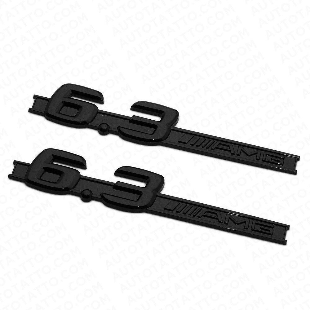 2x Gloss Black For MB ABS 6.3 AMG Turbo Emblem Fender Badge Nameplate Sport