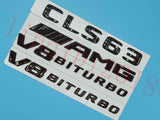 Gloss Black Flat CLS63 AMG V8 BITURBO Trunk Embl Badge Sticker for Mercedes Benz