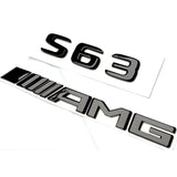 S63 AMG Rear Star Emblem Gloss Black Letter Badge for AMG Mercedes W221 Sedan