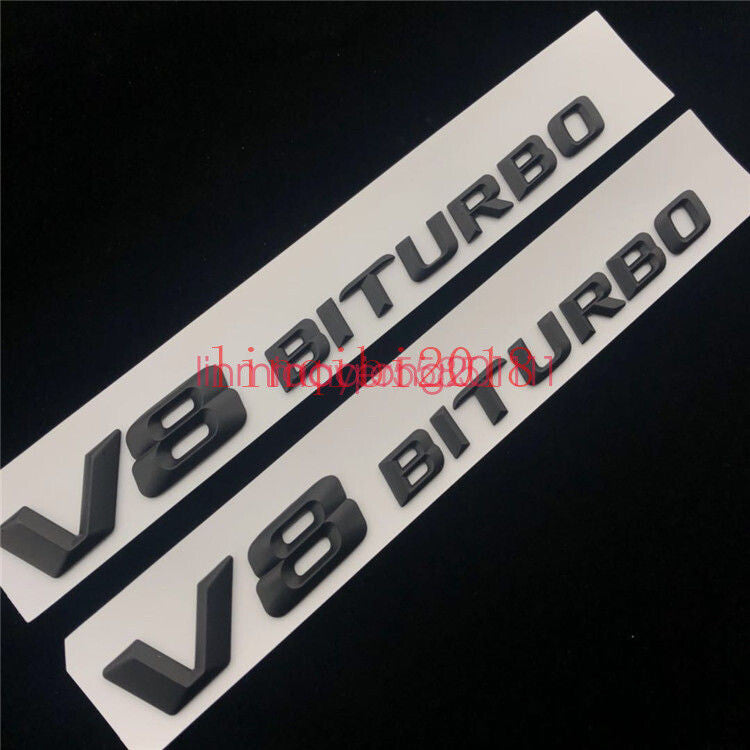 Matt Black G63 + AMG + V8 BITURBO Trunk Emblem Badge Sticker for Mercedes Benz