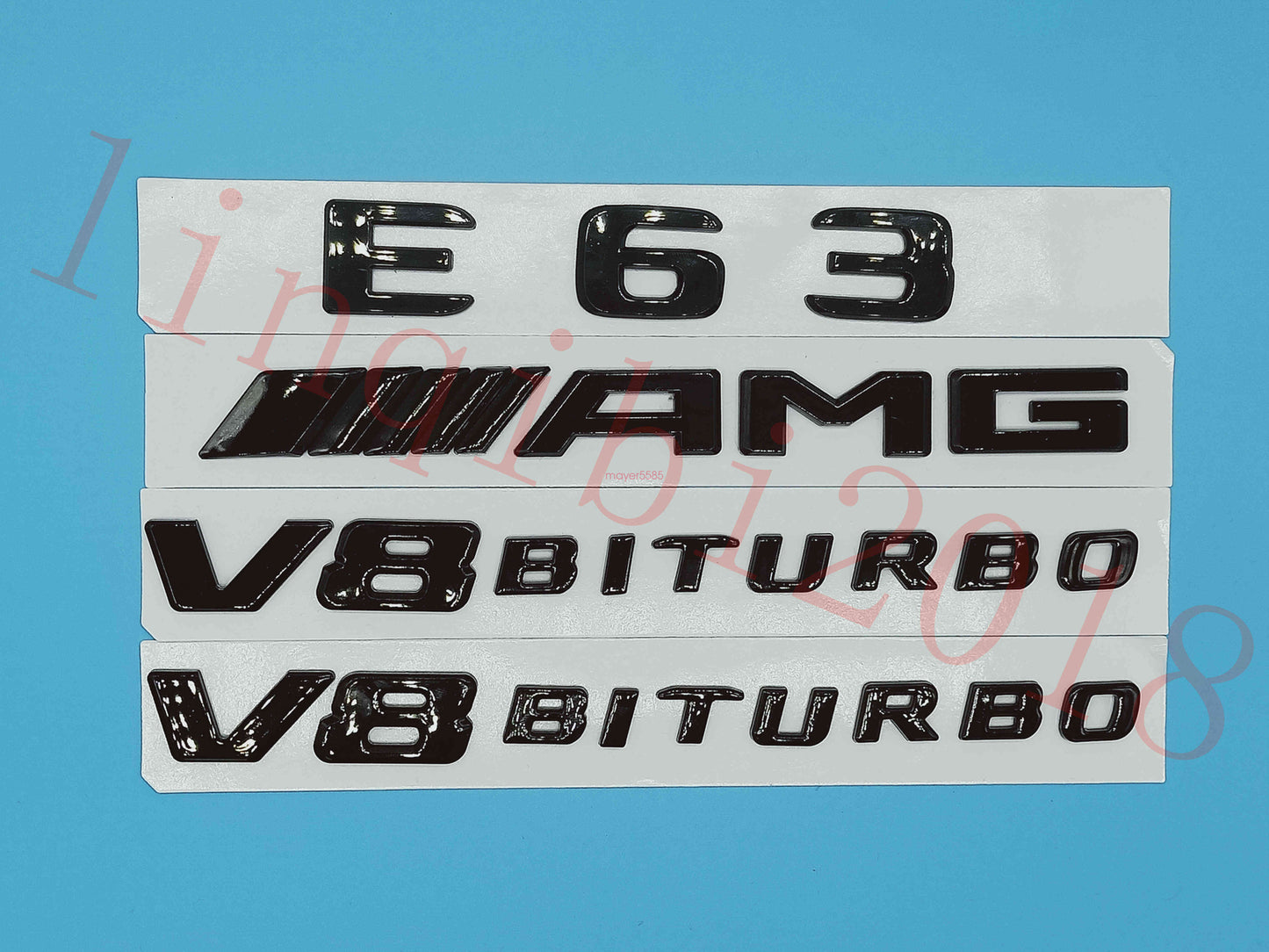 Gloss Black Flat E63 +AMG+ V8 BITURBO Trunk Embl Badge Sticker for Mercedes Benz