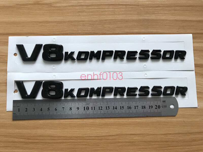 Glossy Black V8 KOMPRESSOR Car Sticker perform Badge Fender Side Grill For Benz