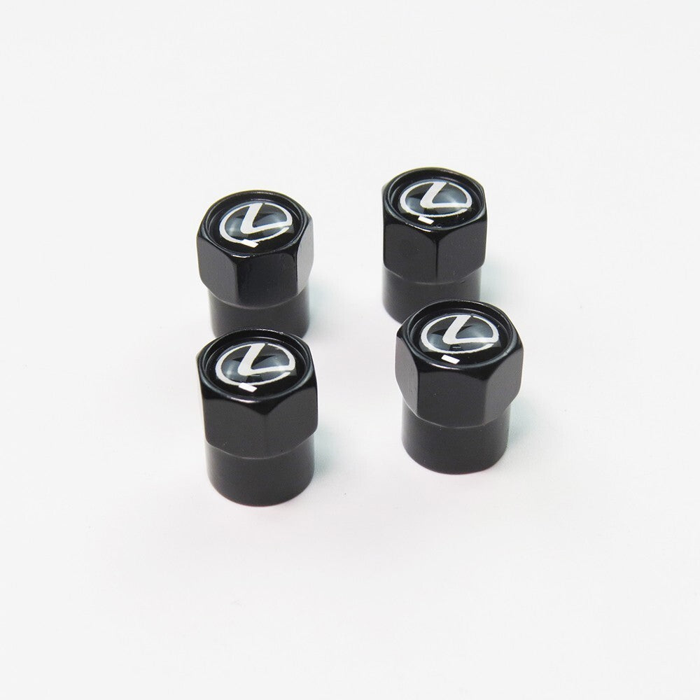 Compatible with Lexus 4Pcs Tire Valve Stem Caps Anodized Aluminum Set - Black