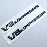 2X Gloss Black V8 KOMPRESSOR Side Fender Emblem Badge FOR Mercedes Benz AMG