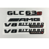 matte Black Emblems Badges for Mercedes X253 GLC63s AMG V8 BITURBO 4MATIC+