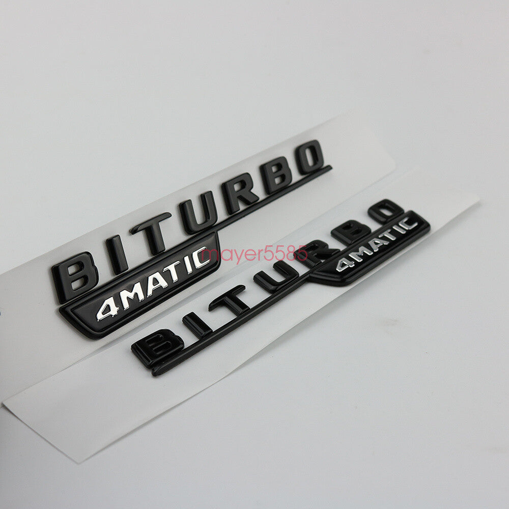 Matte black E43 AMG BITURBO 4 MATIC Trunk Emblem Badge Sticker for Mercedes Benz