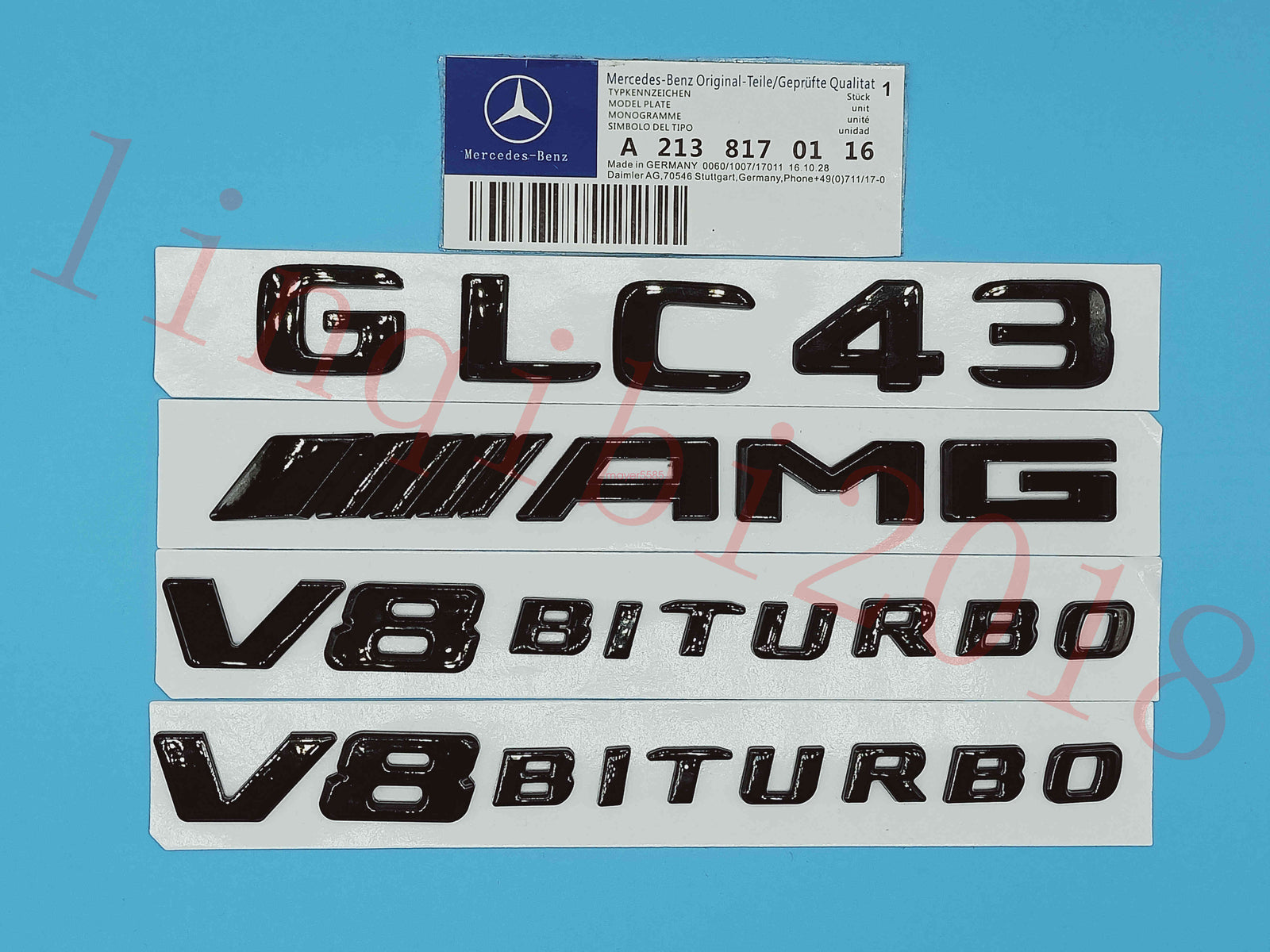 Gloss Black GLC43 AMG V8 BITURBO Trunk Embl Badge Sticker for Mercedes Benz