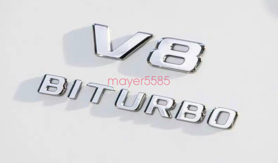 Chrome " G63 AMG V8 BITURBO " Letters Trunk Embl Badge Sticker for Mercedes Benz