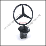 For Mercedes Benz Gloss Black Front Hood Ornament Star Mounted Emblem C E S AMG