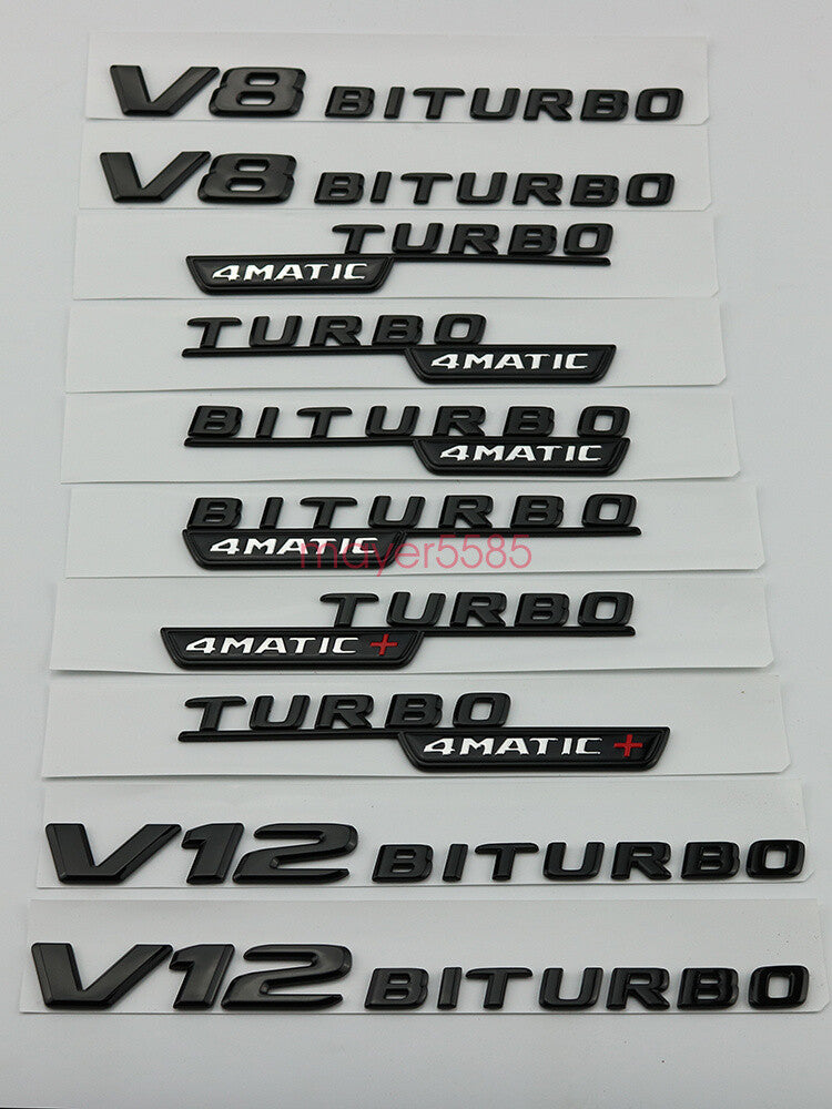 C43 AMG BITURBO 4 MATIC Trunk Emblem Badge Sticker for Mercedes Benz Matte black