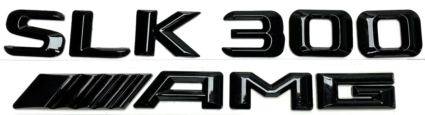 #1 BLACK SLK300 + AMG REPLACEMENT FOR MERCEDES REAR TRUNK EMBLEM BADGE DECAL LID