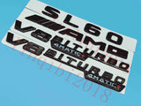 Gloss Black Flat SL60 AMG V8 BITURBO Trunk Embl Badge Sticker for Mercedes Benz