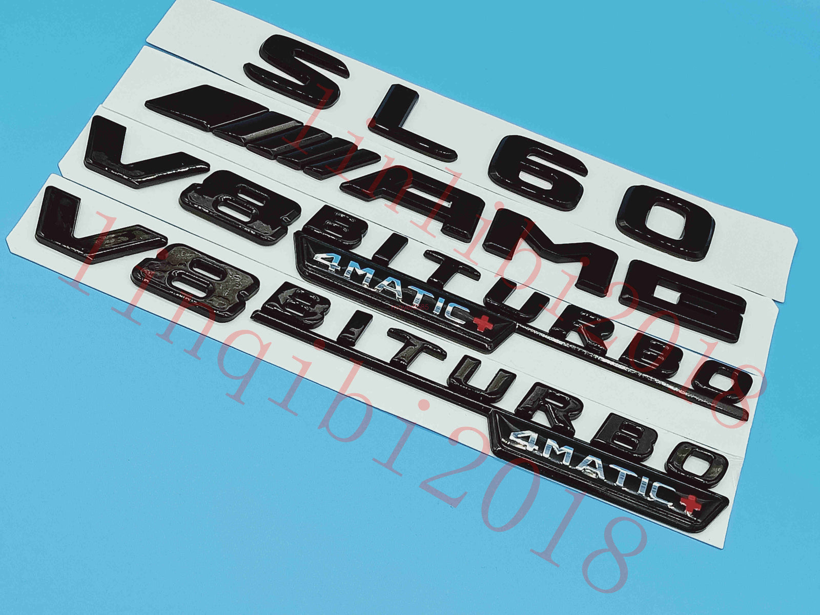 Gloss Black Flat SL60 AMG V8 BITURBO Trunk Embl Badge Sticker for Mercedes Benz
