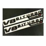 Gloss Black V8 BITURBO 4MATIC+ Fender Emblems Badges for Mercedes Benz AMG
