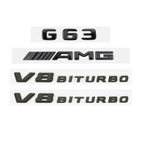 4pcs G63 AMG V8 BITURBO Gloss Black Badge Emblem for Mercedes Benz W463 W464 G63