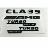 Matt Black Letters CLA35 AMG TURBO 4MATIC Emblems for Mercedes Benz X117 W118