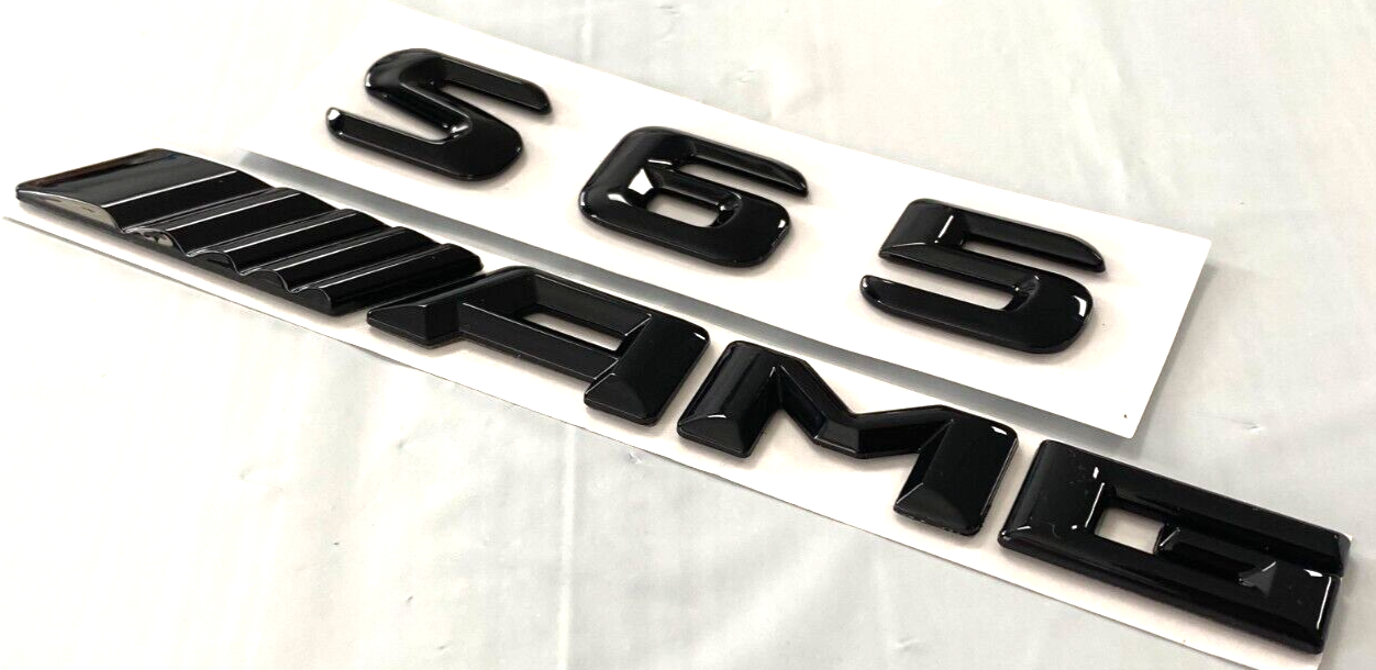 2X BLACK S65+AMG FOR MERCEDES S65 REAR TRUNK EMBLEM BADGE NAMEPLATE DECAL