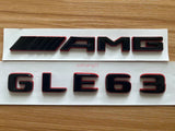 Black RED Number Letters Rear Trunk Badge Emblem for Mercedes  GLE63 AMG