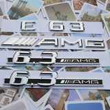 Chrome " E63+ AMG + 6.3 AMG" Letters Trunk Embl Badge Sticker for Mercedes Benz