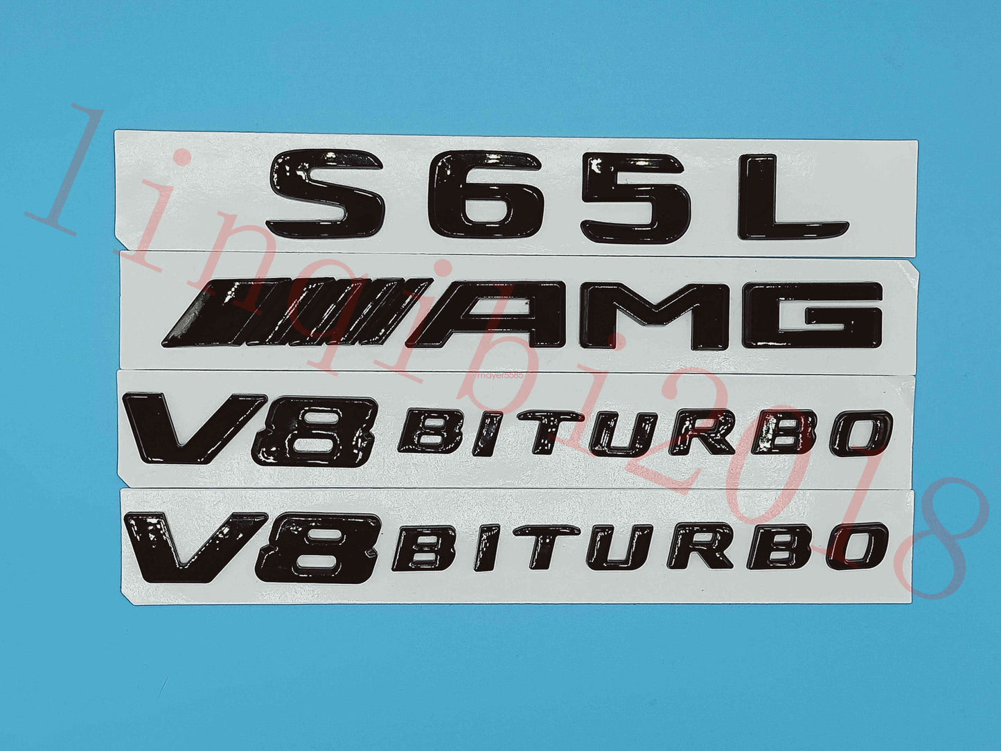 Gloss Black Flat S65L AMG+ V8 BITURBO Trunk Embl Badge Sticker for Mercedes Benz