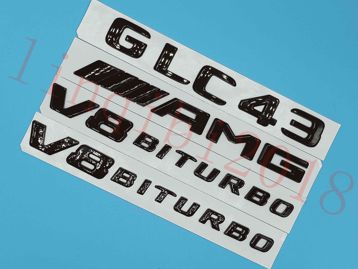 Gloss Black GLC43 AMG V8 BITURBO Trunk Embl Badge Sticker for Mercedes Benz