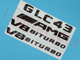 Gloss Black GLC43 AMG V8 BITURBO Trunk Embl Badge Sticker for Mercedes Benz