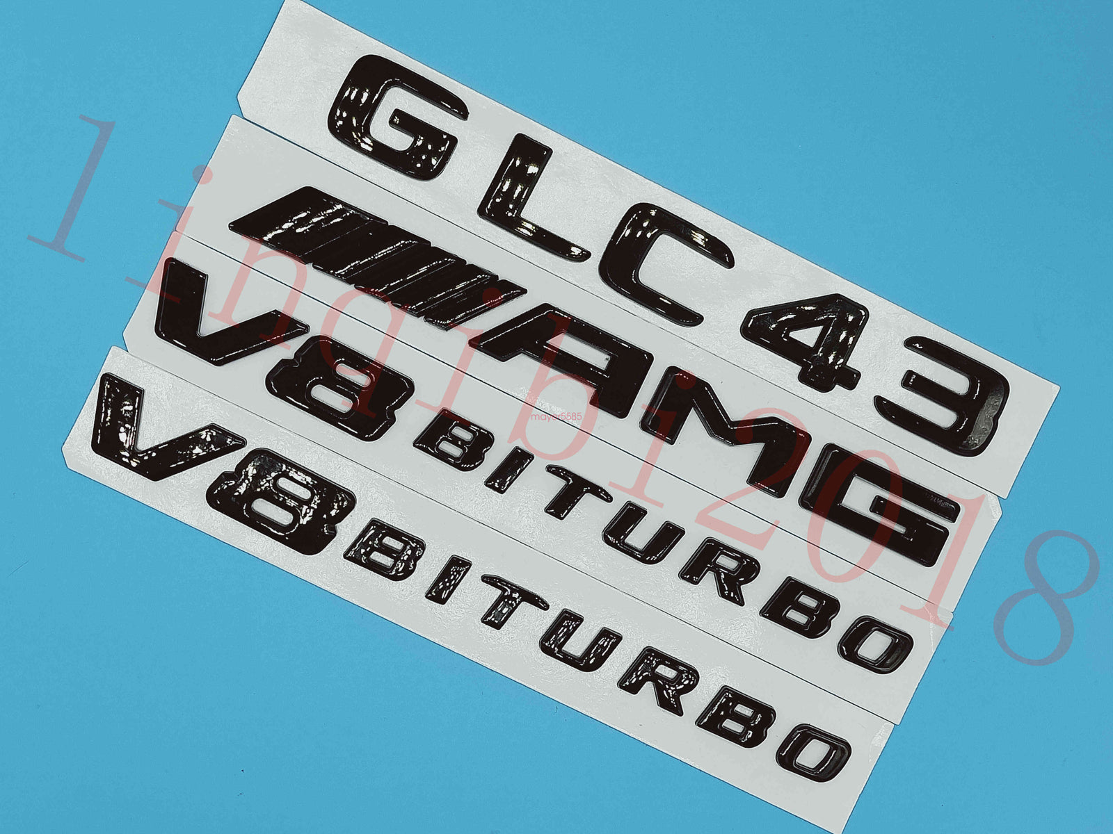Gloss Black GLC43 AMG V8 BITURBO Trunk Embl Badge Sticker for Mercedes Benz