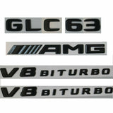 Gloss Black Letters GLC63 AMG V8 BITURBO Trunk Fender Emblems for Mercedes Benz