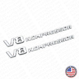 2x For Mercedes 2003-2011 Chrome V8 Kompressor Side Fender Marker Emblem Badge