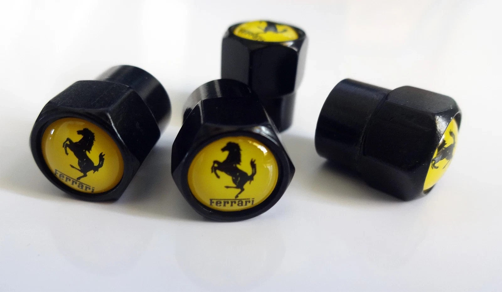 Compatible with Ferrari 4Pcs Tire Valve Stem Caps Black Anodized Aluminum Set