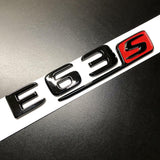 1Set E63S Glossy Black Red S Car Rear Trunk Lid Sticker Emblem For Mercedes-Benz
