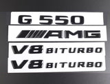 4pcs NEW G550 AMG V8 Biturbo Gloss Black Badge Emblem for Mercedes Benz G 550