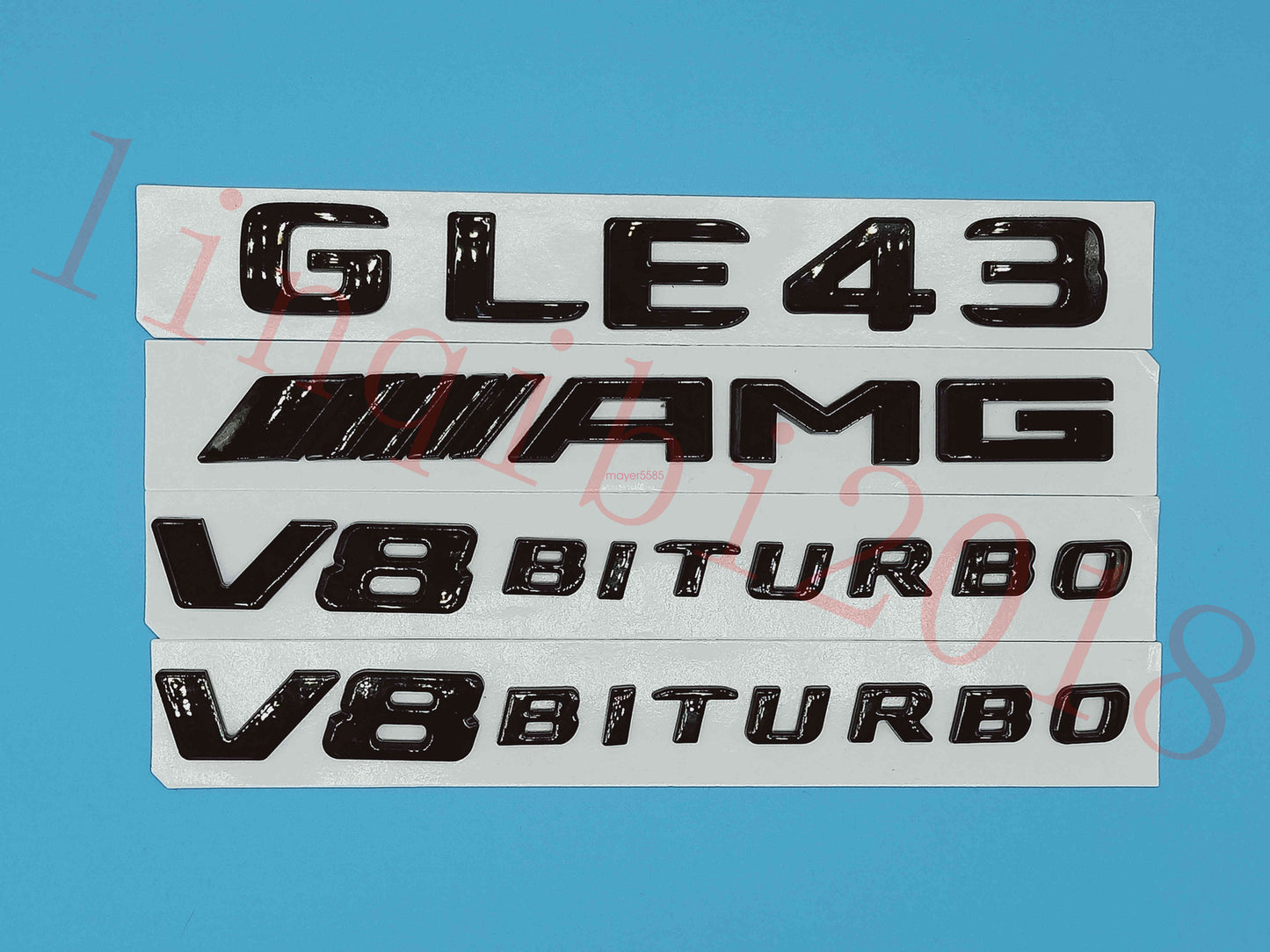 Gloss Black GLE43 AMG V8 BITURBO Trunk Embl Badge Sticker for Mercedes Benz