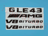 Gloss Black GLE43 AMG V8 BITURBO Trunk Embl Badge Sticker for Mercedes Benz