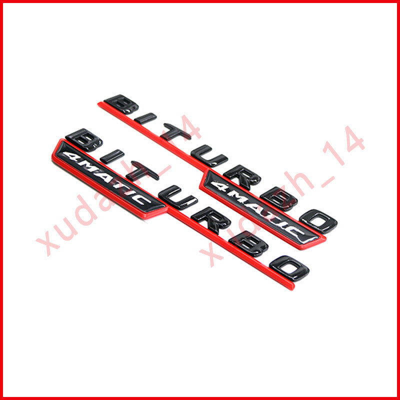 Gloss Black & Red C43 S AMG BITURBO 4MATIC Badge Emblem Set For Mercedes Benz