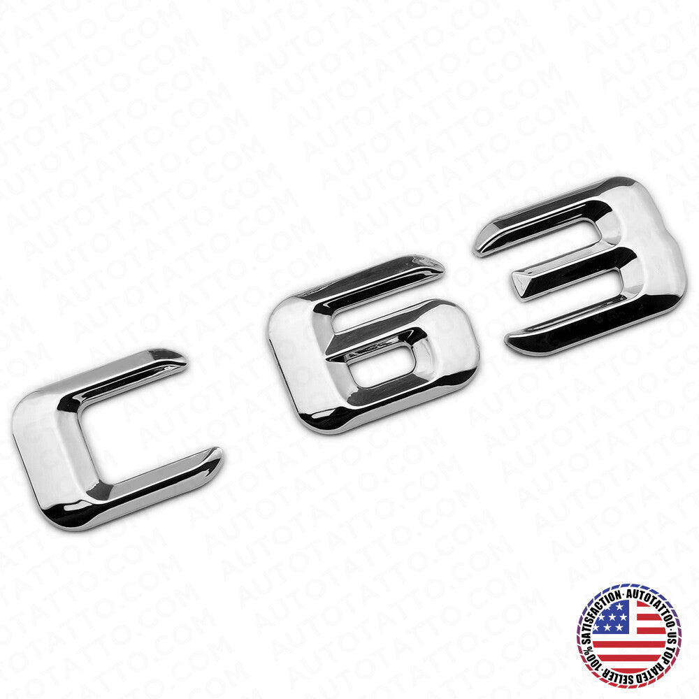 15-16 C 63 AMG Letter Emblem 3D Trunk Logo Nameplate Badge Decorate Sport Chrome