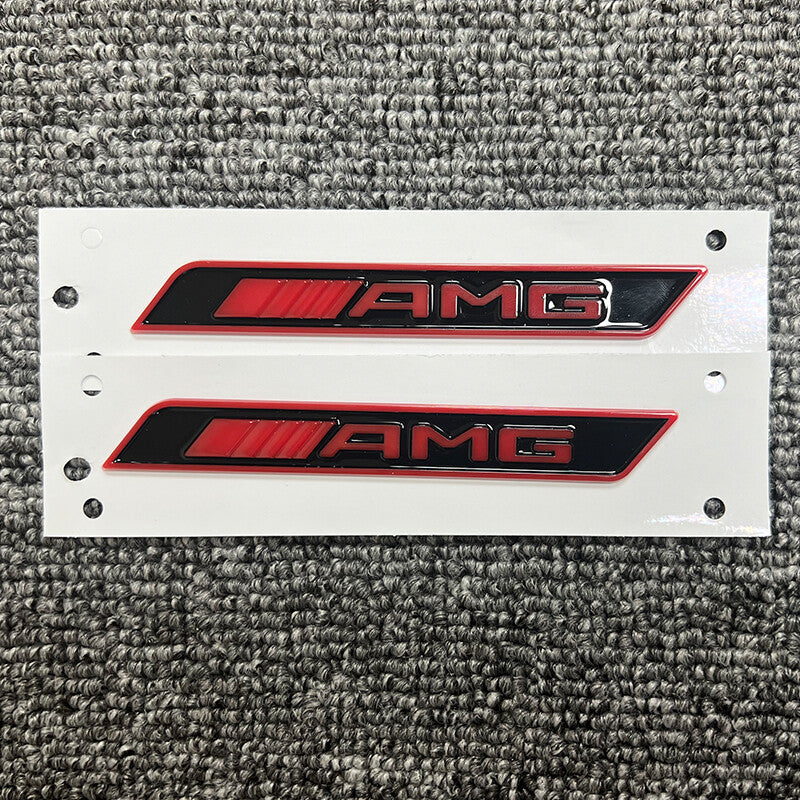 2PCS ABS Black RED For Benz AMG Emblem fender badge Car Body Side Skirts Sticker
